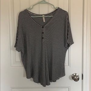 black and white striped top.